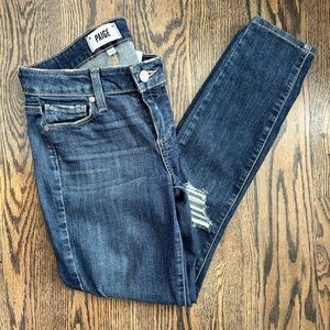 Paige distressed skinny jeans